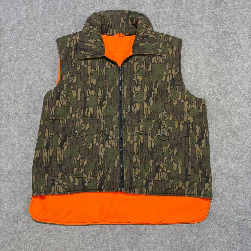 Winchester Trebark Camo Hunting Vest Mens Large Blaze Orange Reversible Quilted